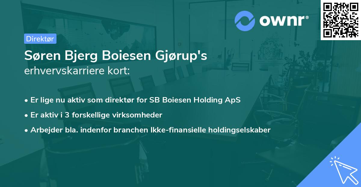 Søren Bjerg Boiesen Gjørup's erhvervskarriere kort