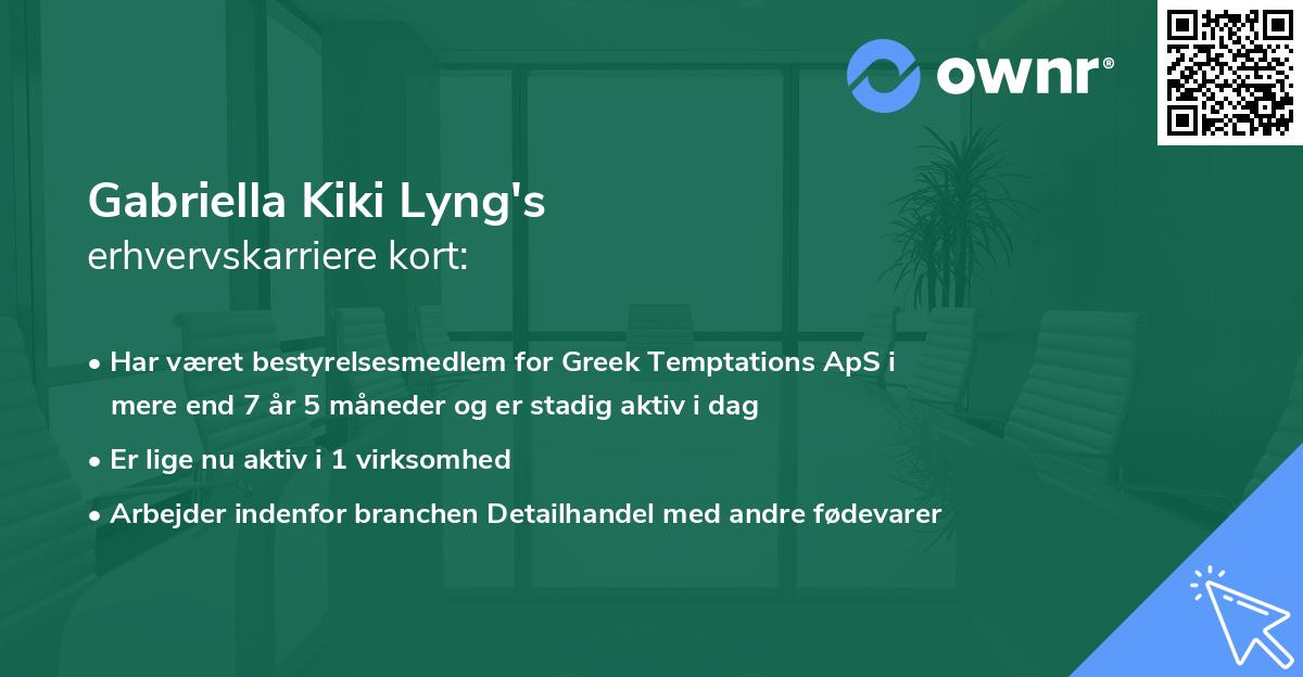 Gabriella Kiki Lyng's erhvervskarriere kort