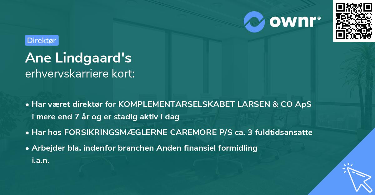 Ane Lindgaard's erhvervskarriere kort