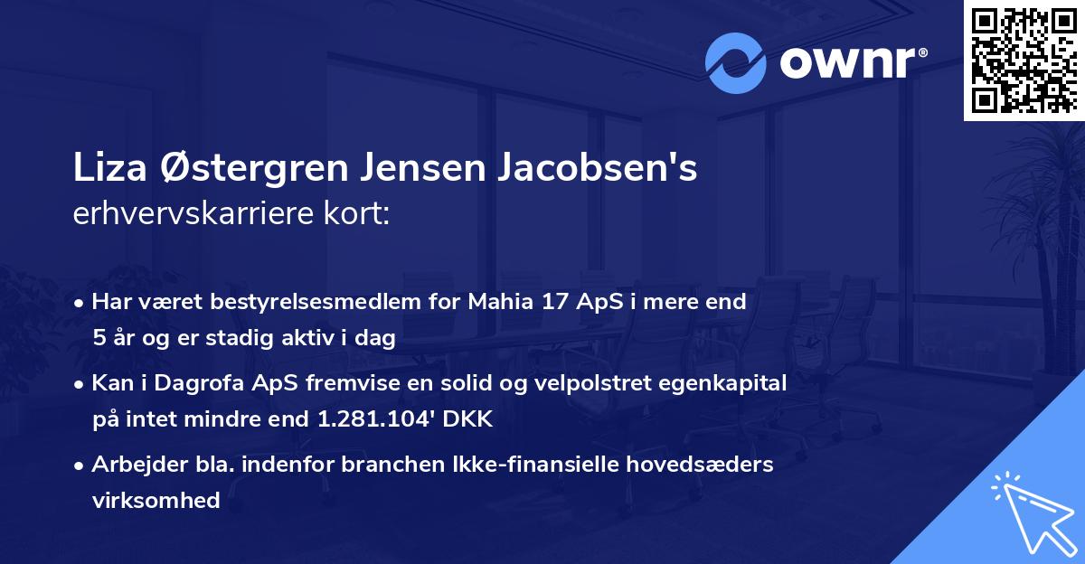 Liza Østergren Jensen Jacobsen's erhvervskarriere kort