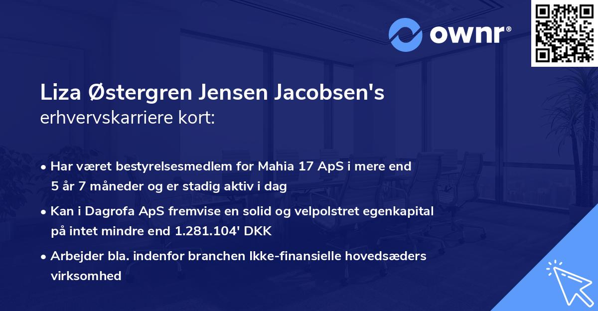 Liza Østergren Jensen Jacobsen's erhvervskarriere kort