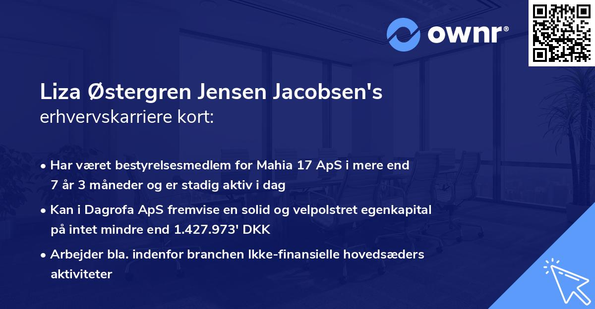 Liza Østergren Jensen Jacobsen's erhvervskarriere kort