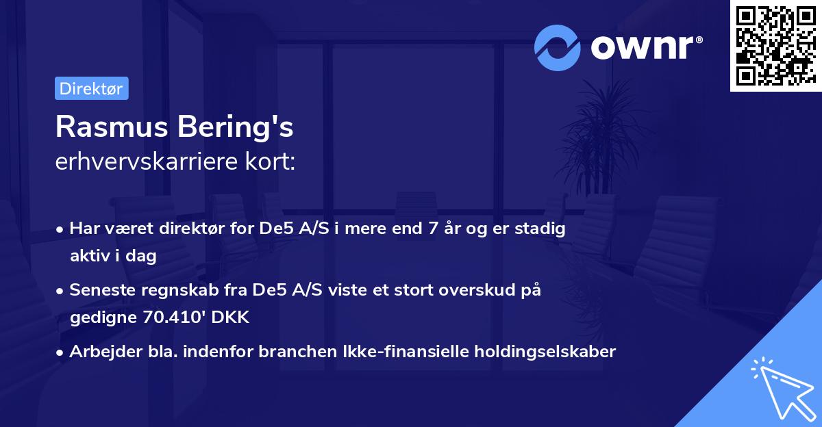 Rasmus Bering's erhvervskarriere kort