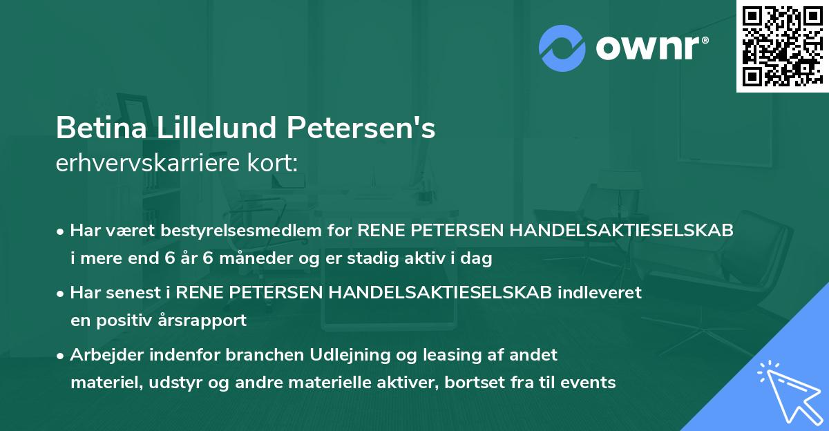 Betina Lillelund Petersen's erhvervskarriere kort