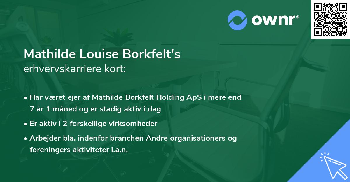 Mathilde Louise Borkfelt's erhvervskarriere kort