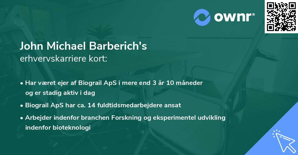 John Michael Barberich's erhvervskarriere kort