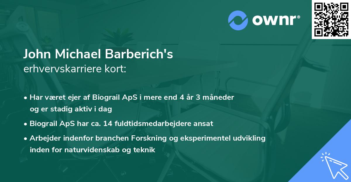 John Michael Barberich's erhvervskarriere kort