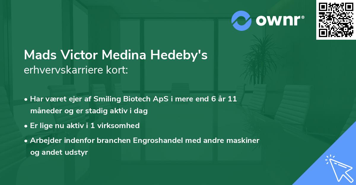Mads Victor Medina Hedeby's erhvervskarriere kort