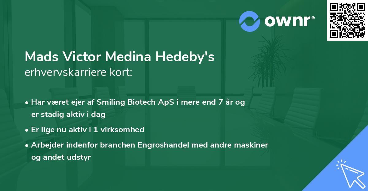 Mads Victor Medina Hedeby's erhvervskarriere kort
