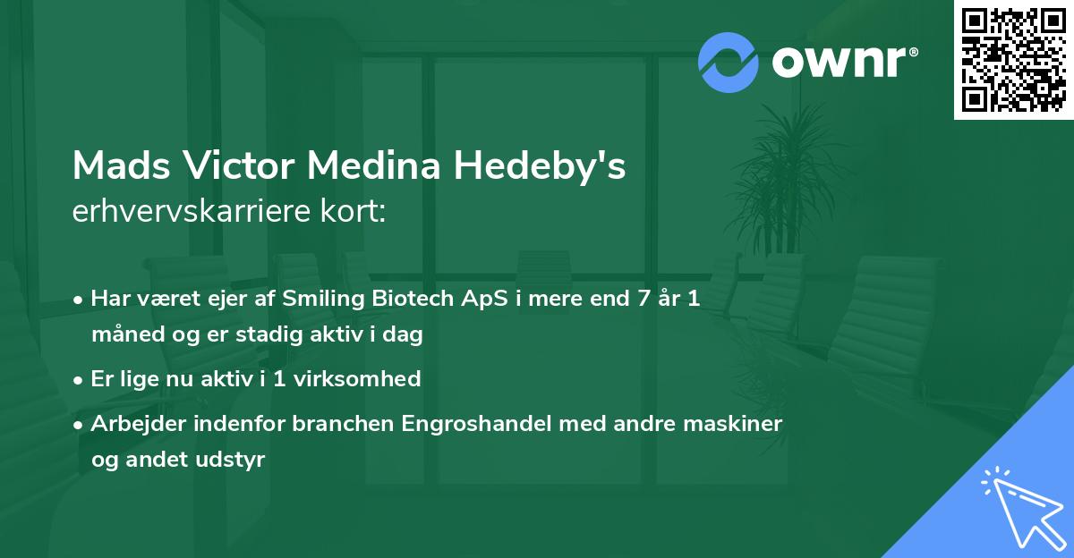 Mads Victor Medina Hedeby's erhvervskarriere kort
