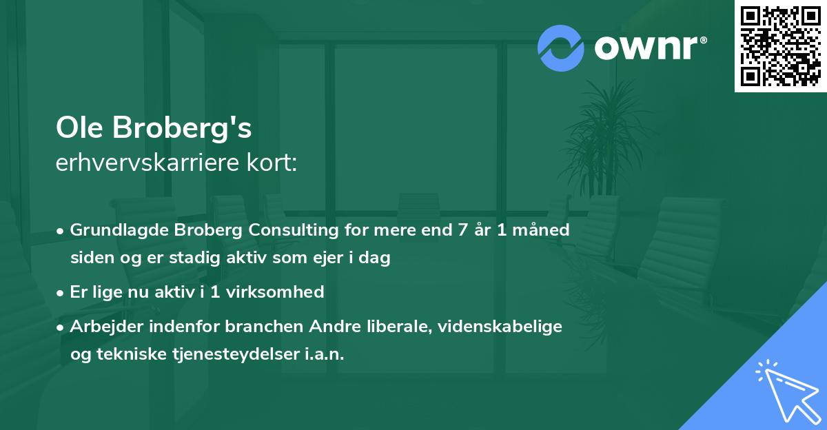 Ole Broberg's erhvervskarriere kort