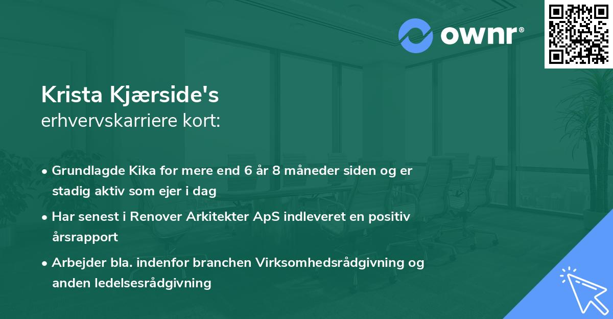 Krista Kjærside's erhvervskarriere kort