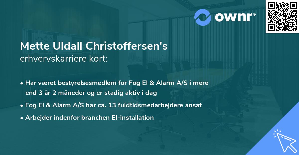 Mette Uldall Christoffersen's erhvervskarriere kort