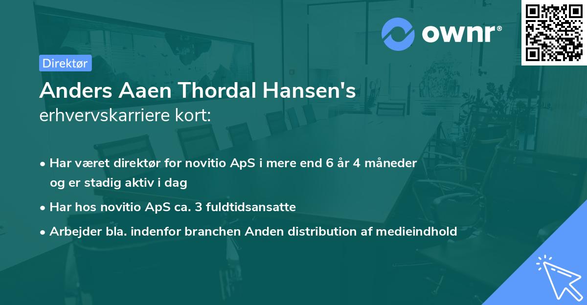 Anders Aaen Thordal Hansen's erhvervskarriere kort