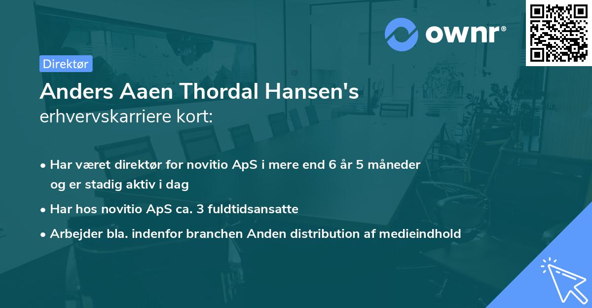 Anders Aaen Thordal Hansen's erhvervskarriere kort