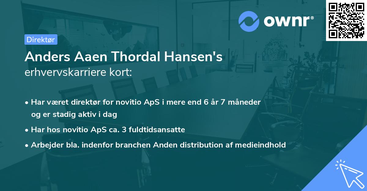 Anders Aaen Thordal Hansen's erhvervskarriere kort