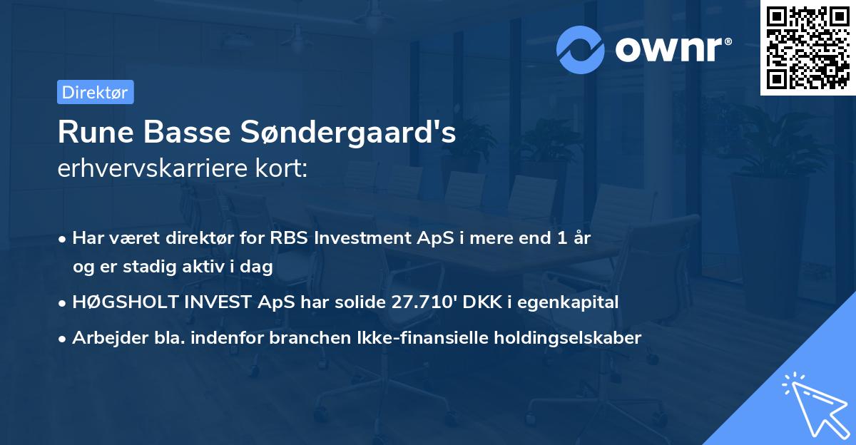 Rune Basse Søndergaard's erhvervskarriere kort