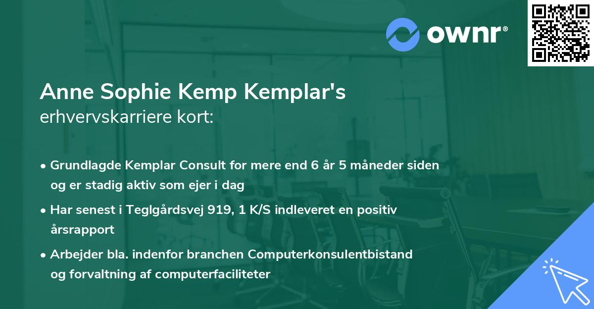Anne Sophie Kemp Kemplar's erhvervskarriere kort