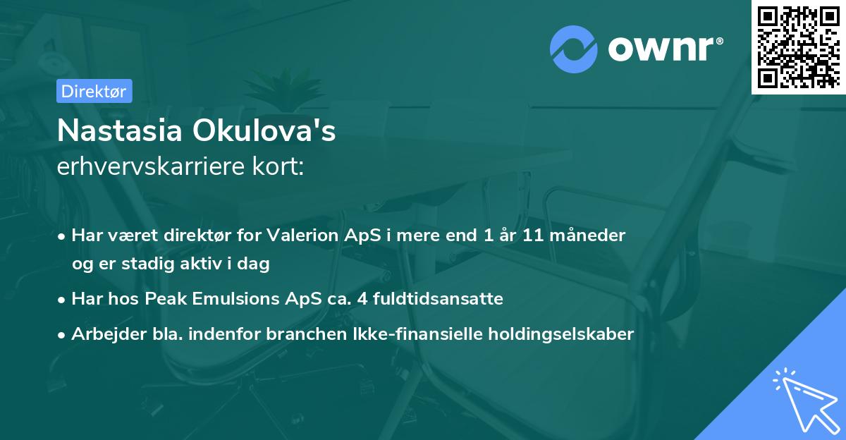 Nastasia Okulova's erhvervskarriere kort