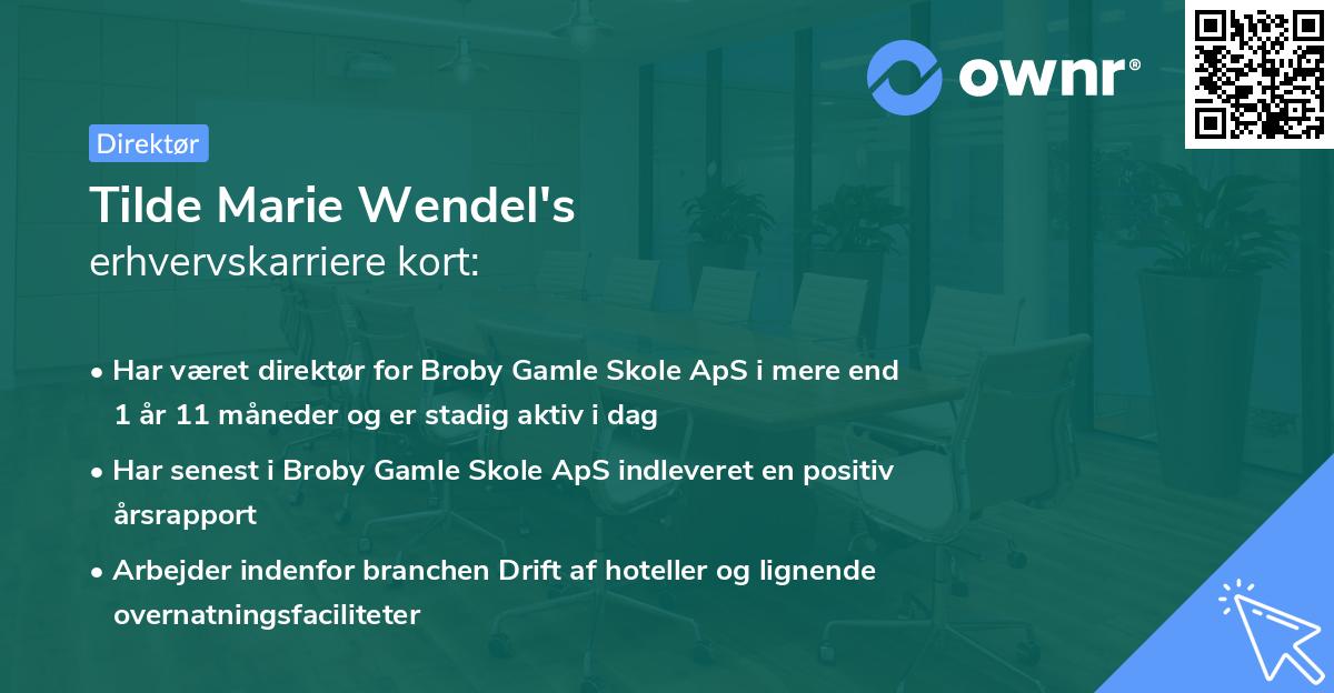 Tilde Marie Wendel's erhvervskarriere kort