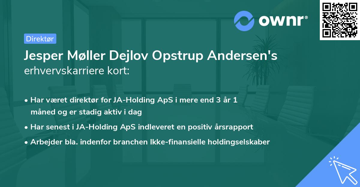 Jesper Møller Dejlov Opstrup Andersen's erhvervskarriere kort