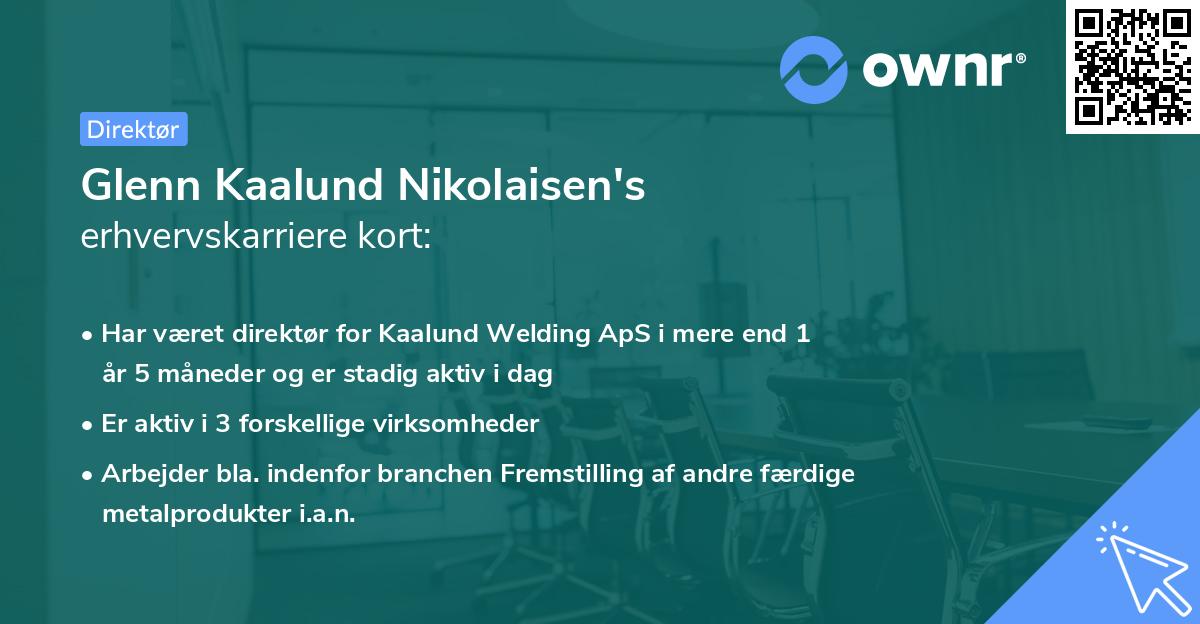 Glenn Kaalund Nikolaisen's erhvervskarriere kort
