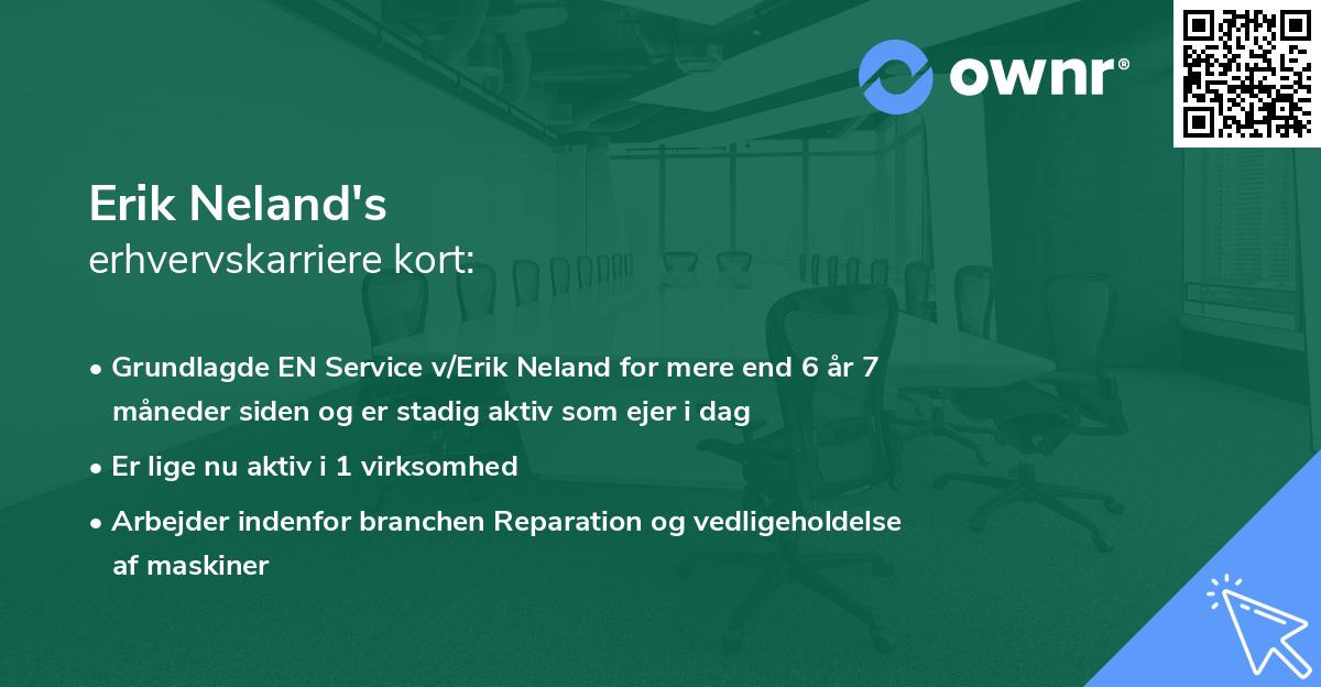 Erik Neland's erhvervskarriere kort