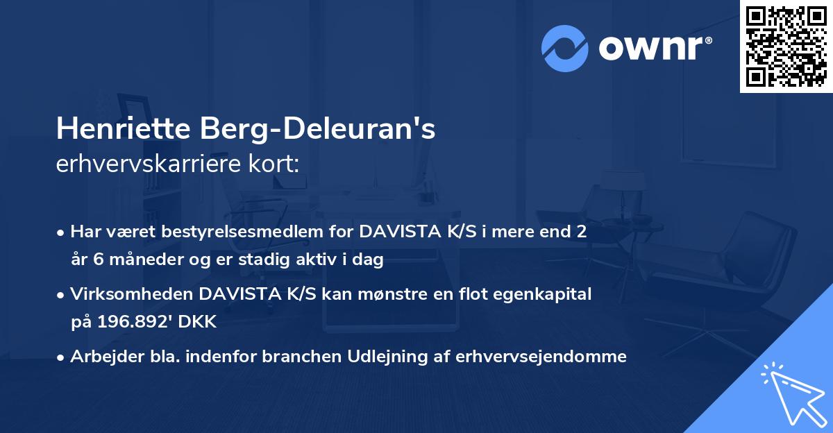 Henriette Berg-Deleuran's erhvervskarriere kort