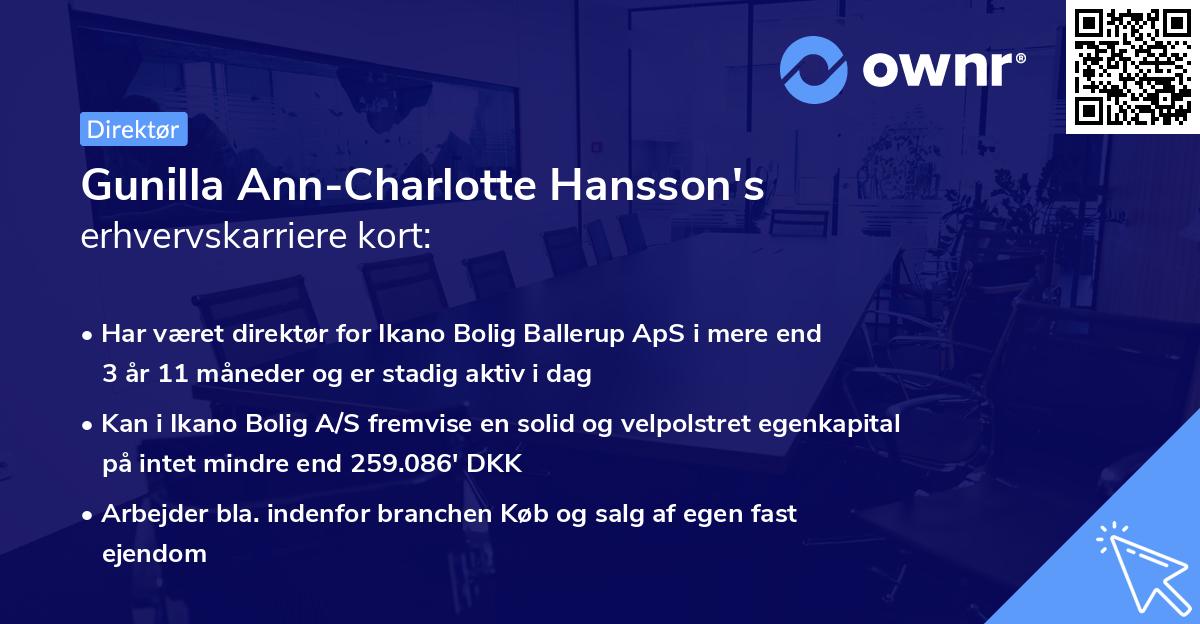 Gunilla Ann-Charlotte Hansson's erhvervskarriere kort