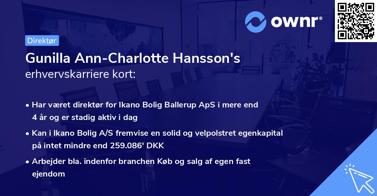 Gunilla Ann-Charlotte Hansson's erhvervskarriere kort