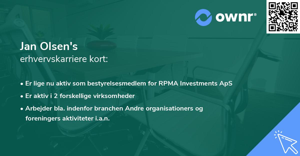 Jan Olsen's erhvervskarriere kort