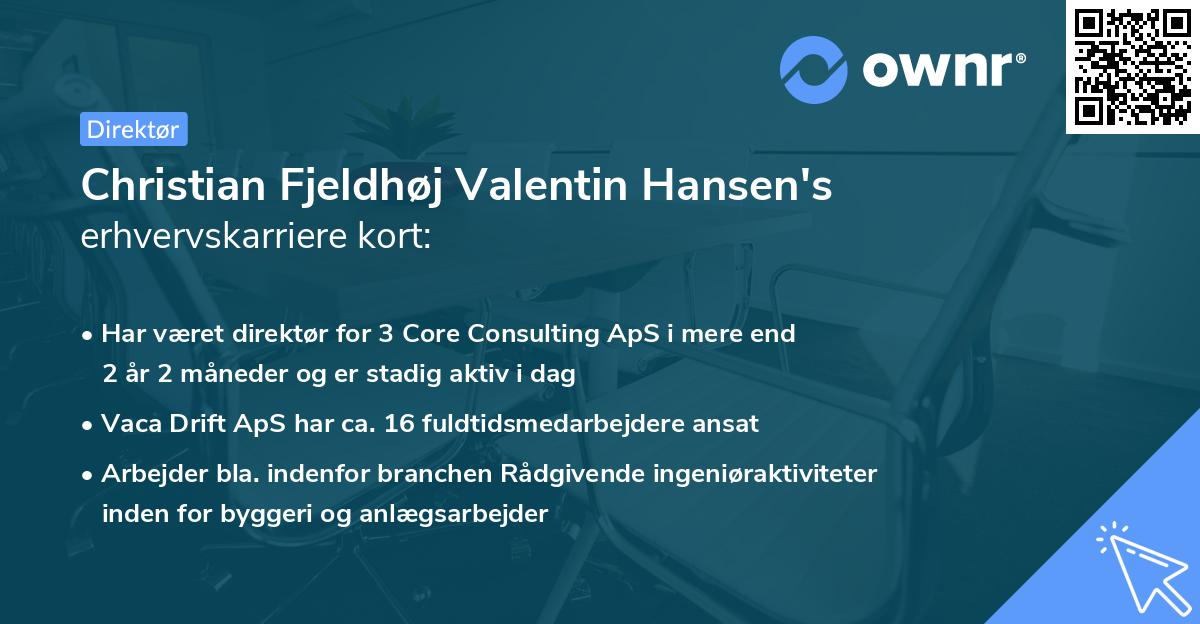 Christian Fjeldhøj Valentin Hansen's erhvervskarriere kort