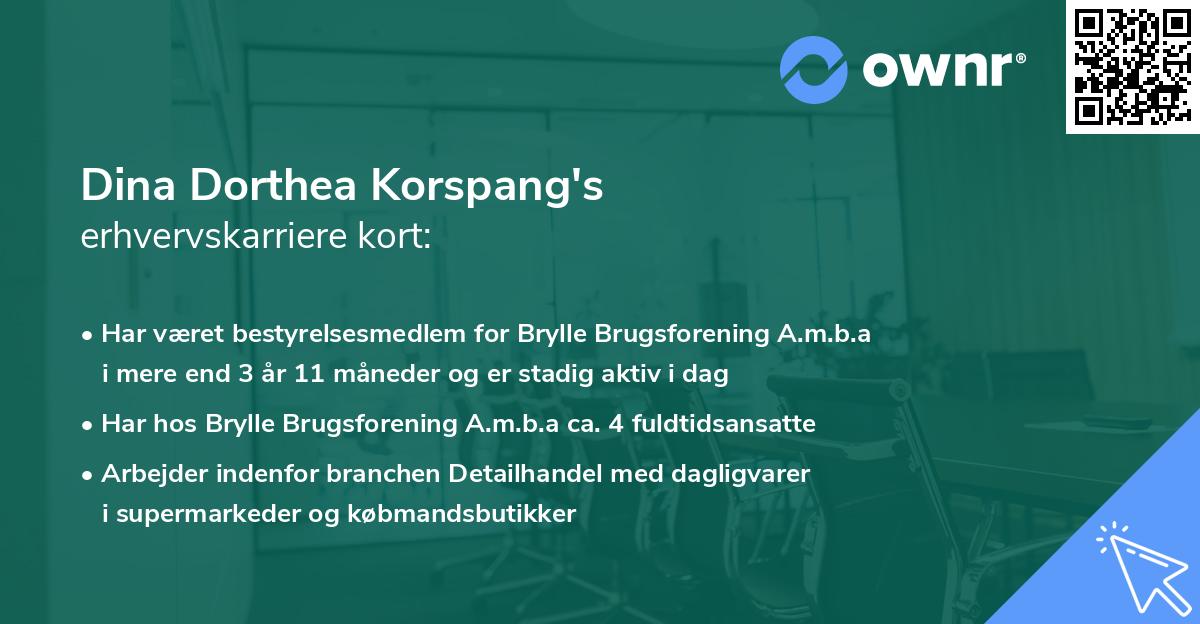Dina Dorthea Korspang's erhvervskarriere kort