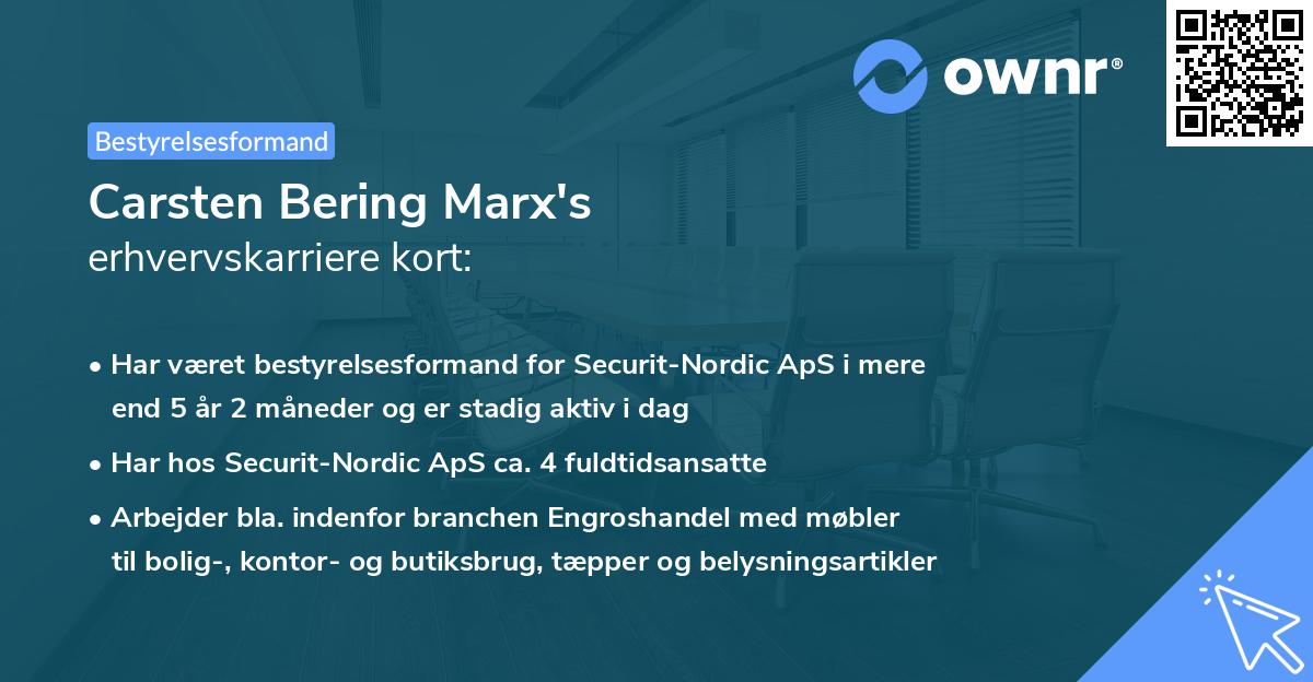 Carsten Bering Marx's erhvervskarriere kort