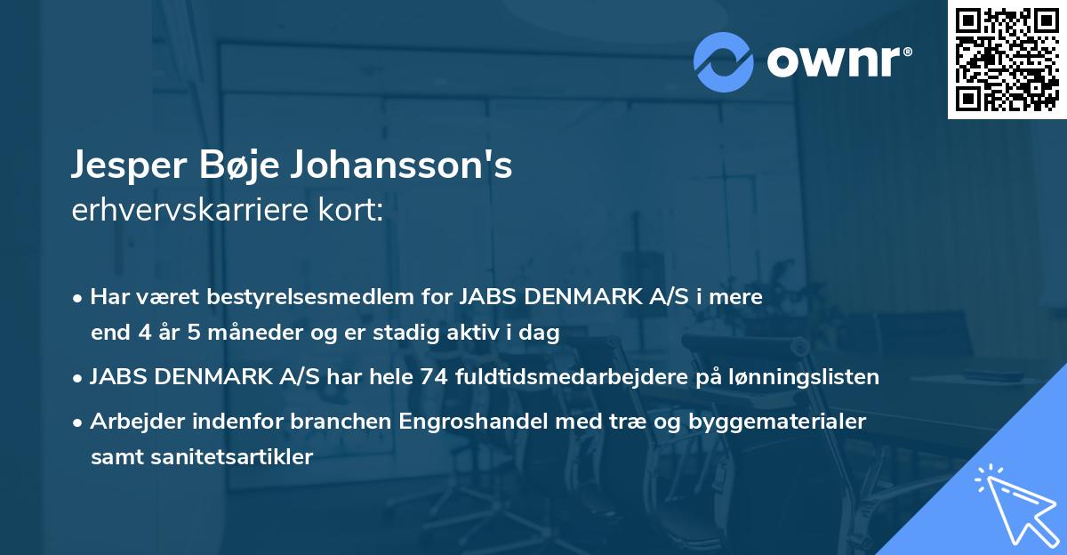 Jesper Bøje Johansson's erhvervskarriere kort