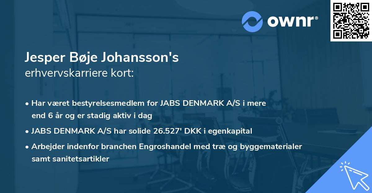 Jesper Bøje Johansson's erhvervskarriere kort