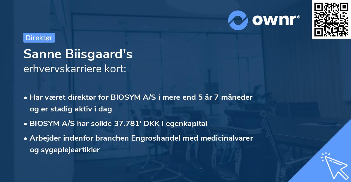 Sanne Biisgaard's erhvervskarriere kort