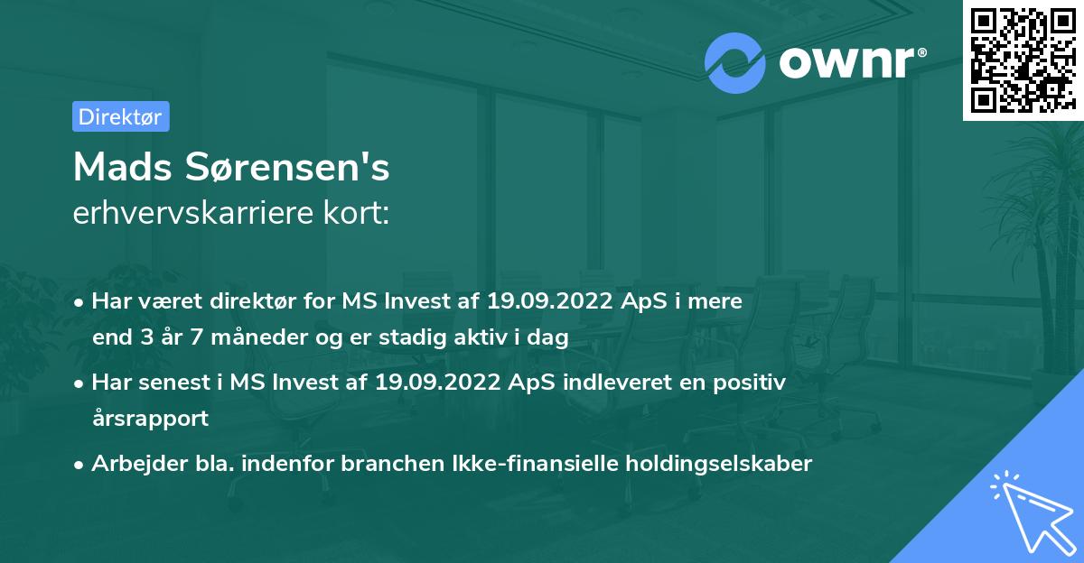 Mads Sørensen's erhvervskarriere kort