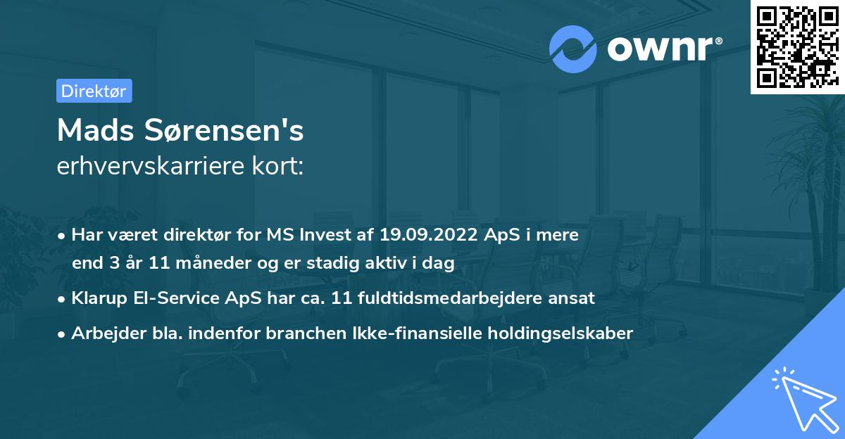 Mads Sørensen's erhvervskarriere kort