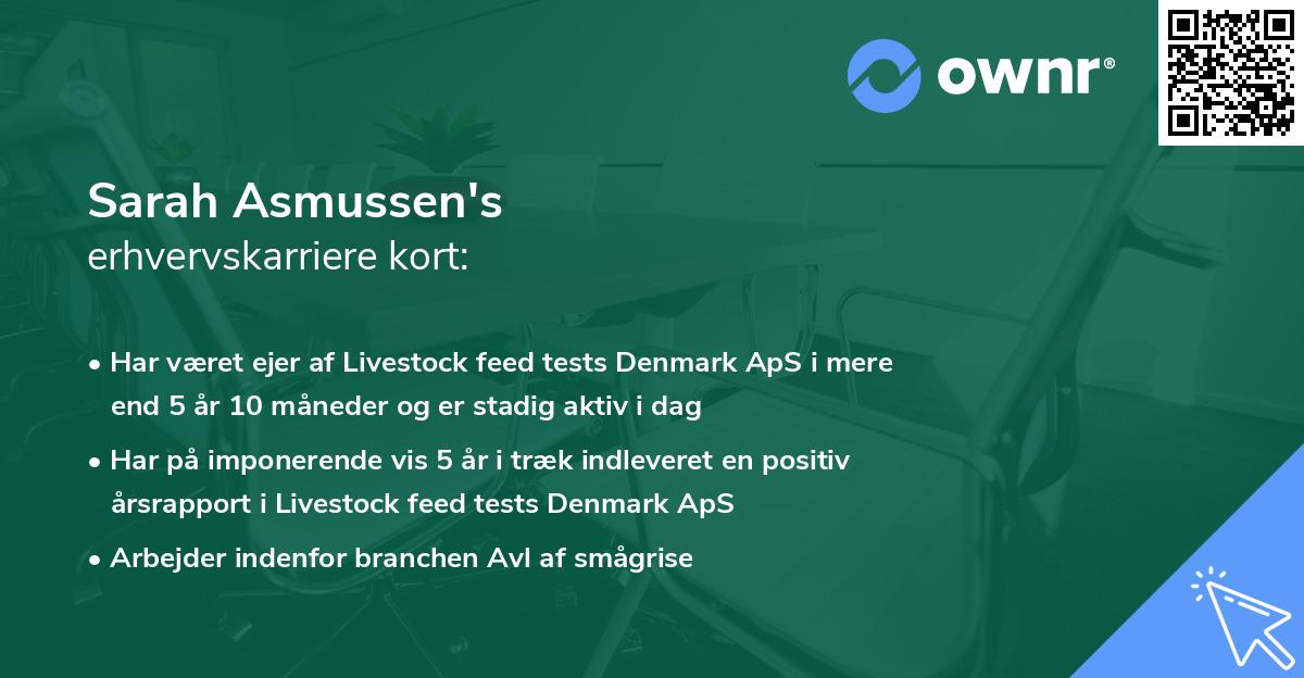 Sarah Asmussen's erhvervskarriere kort