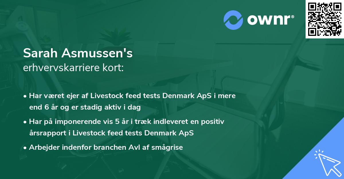 Sarah Asmussen's erhvervskarriere kort