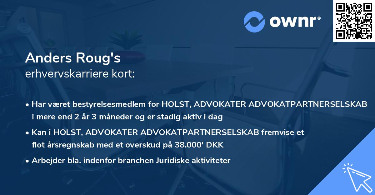 Anders Roug's erhvervskarriere kort