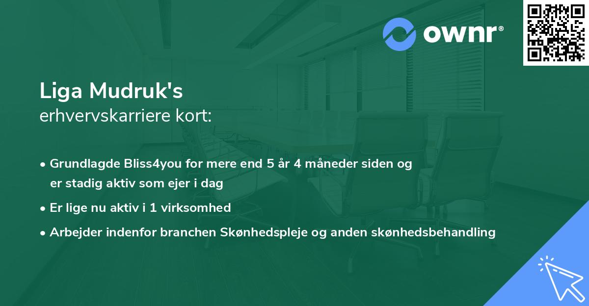 Liga Mudruk's erhvervskarriere kort