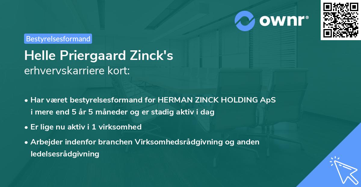 Helle Priergaard Zinck's erhvervskarriere kort