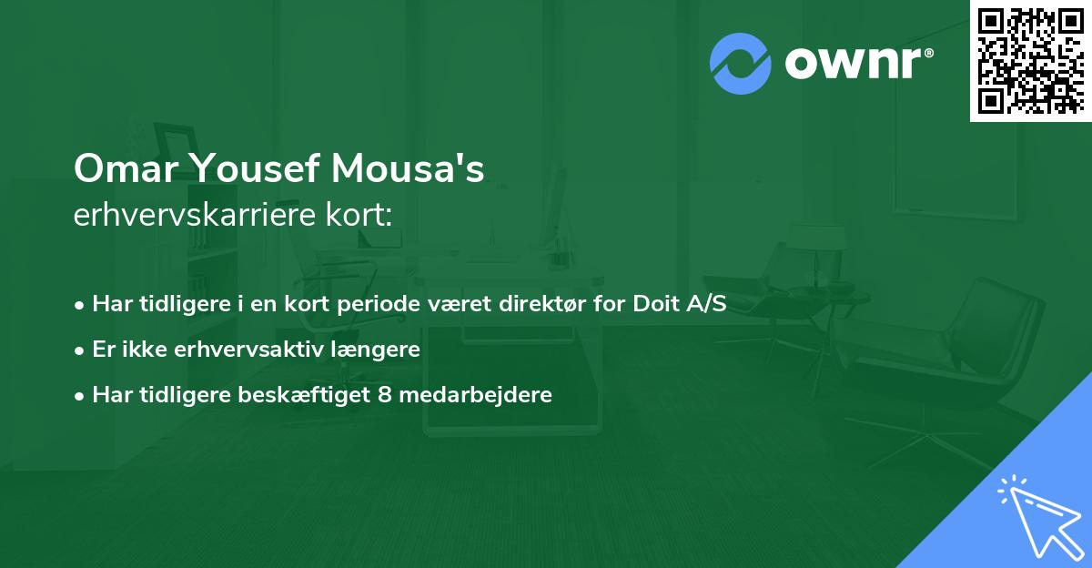 Omar Yousef Mousa's erhvervskarriere kort