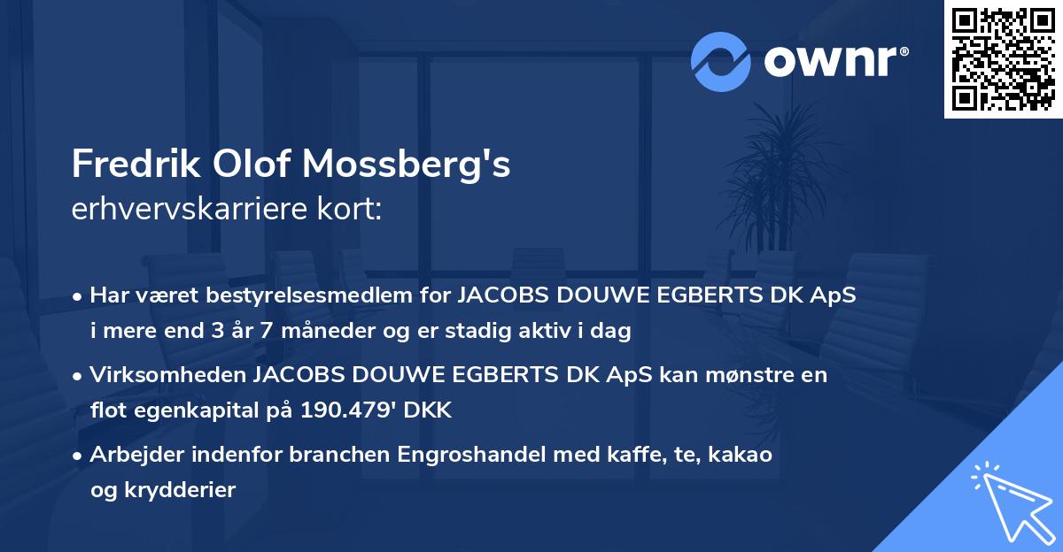 Fredrik Olof Mossberg's erhvervskarriere kort