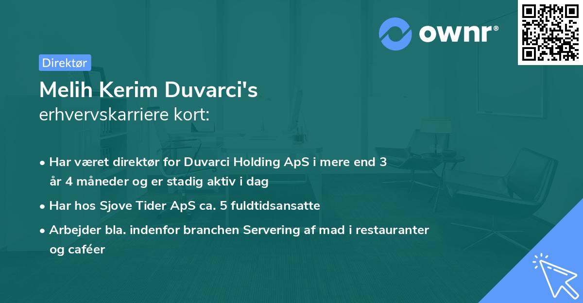 Melih Kerim Duvarci's erhvervskarriere kort