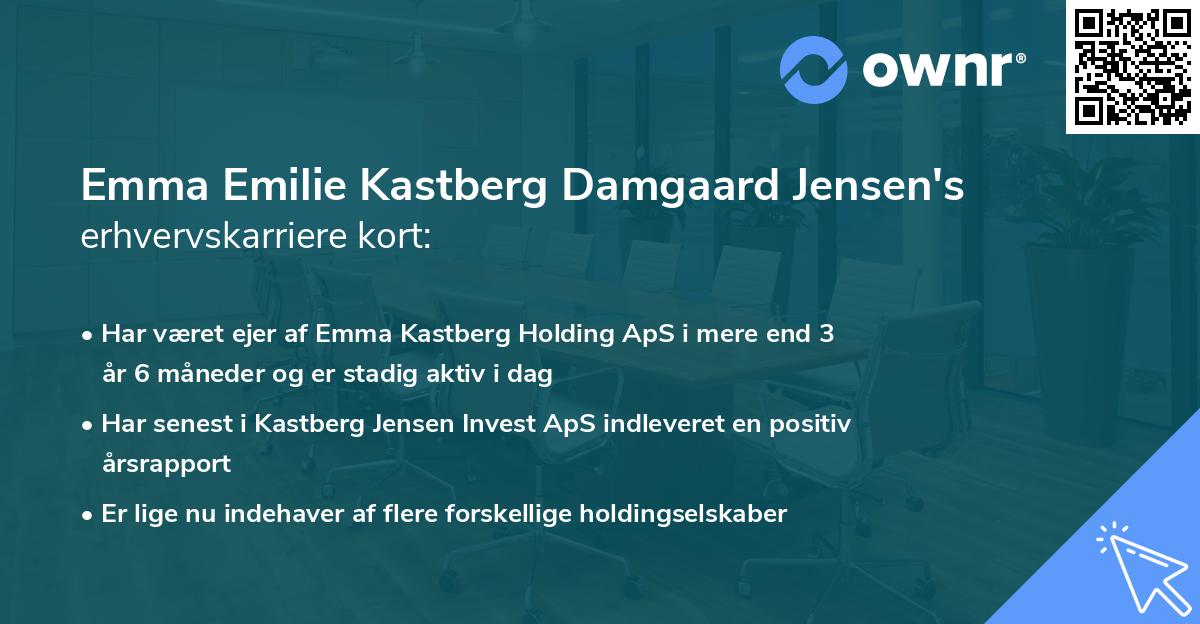 Emma Emilie Kastberg Damgaard Jensen's erhvervskarriere kort
