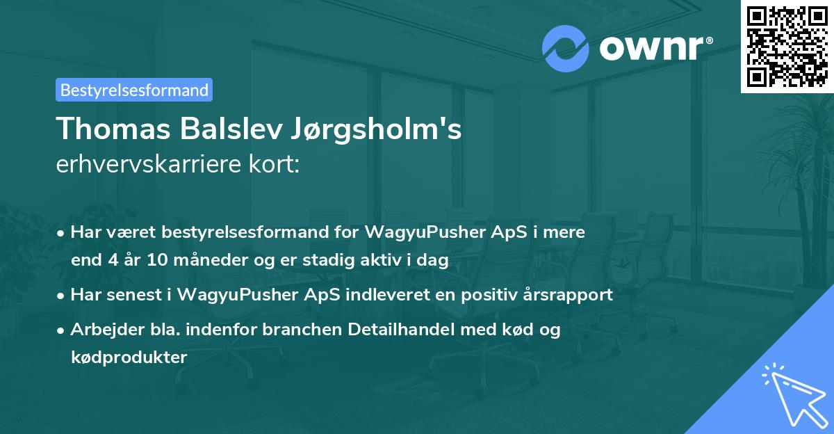 Thomas Balslev Jørgsholm's erhvervskarriere kort