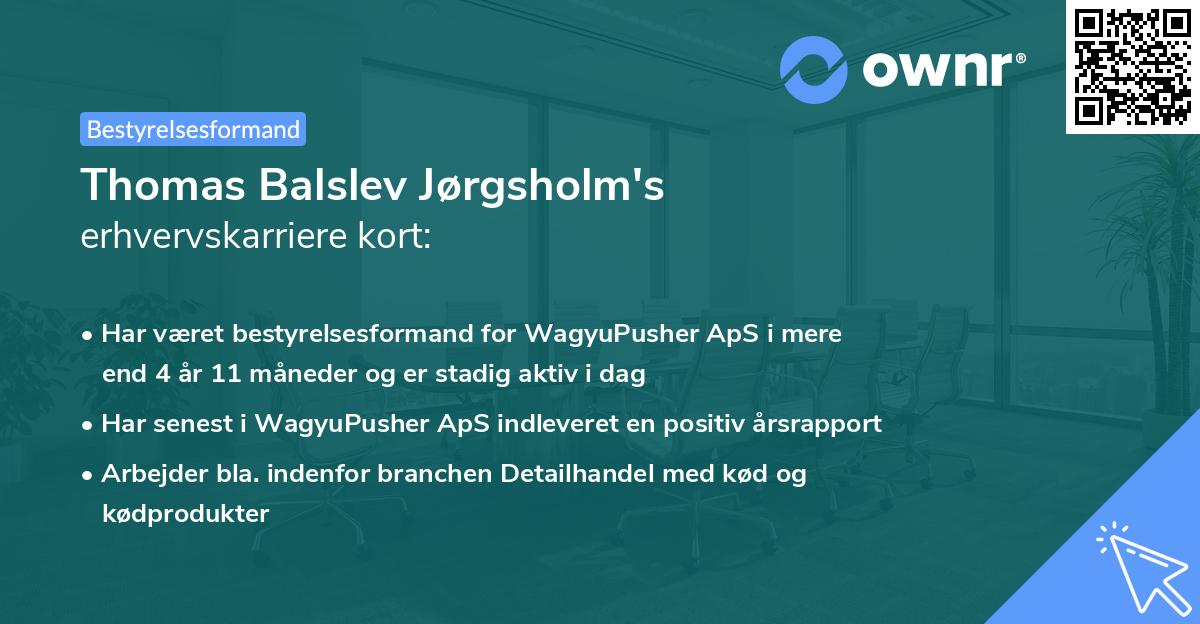 Thomas Balslev Jørgsholm's erhvervskarriere kort